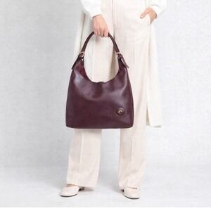 MyChoice Italian Leather Saffiano Hobo Handbag Purse Oxblood Burgundy Made Italy